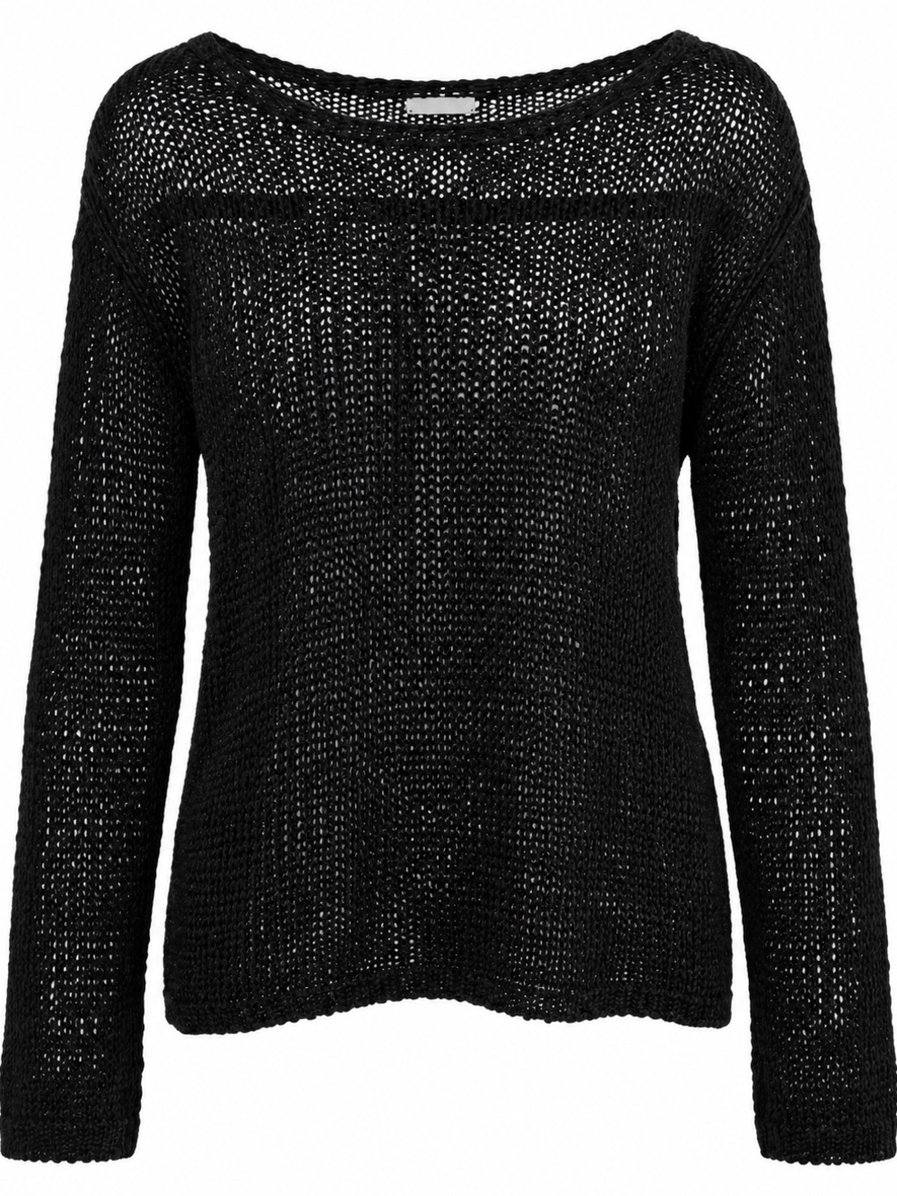 DKNY Black Open-Weave Crewneck Sweater